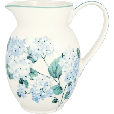 GREEN GATE Porcelánový džbán Liliana White 1,5 l, modrá barva, porcelán