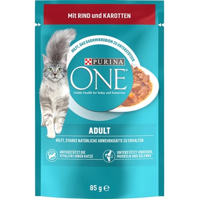 ONE 52х85г Adult Purina One, консервирана храна за котки - с говеждо и моркови