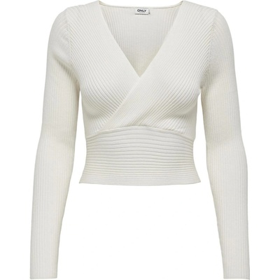 Only CROP TOP S DLOUHÝM RUKÁVEM BÍLÝ