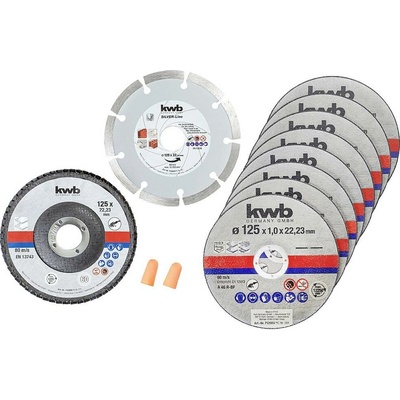 kwb 712042 sada řezných kotoučů 125 mm 10 ks nerezová ocel, kámen, ocel