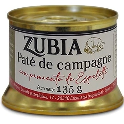 Zubia Patés Paté venkovské s paprikou con pimiento Espelette 135 g