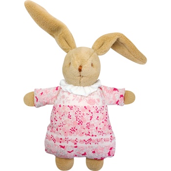 Trousselier Мека играчка Trousselier - Зайче с дрънкалка, Флуфи с розови цветя, 20 cm (V6341 99)