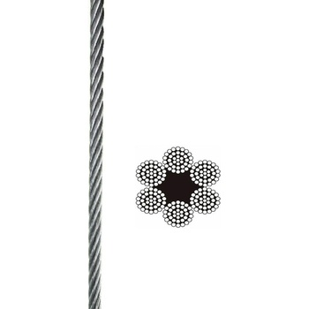 Oceľové lano 6x37+FC pozinkované, DIN 3066 14 mm 6x37+FC (textilná duša) 1 m