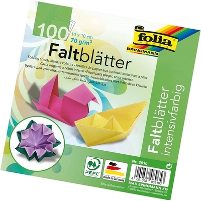 Folia barevný skládací papír 100 listů 10 x 10 cm