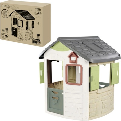 Smoby Domček ekologický Neo Jura Lodge Playhouse Green rozšíriteľný 2 dvere 2 okná s okenicami z recyklovaného materiálu s UV filtrom od 24 mes SM810503