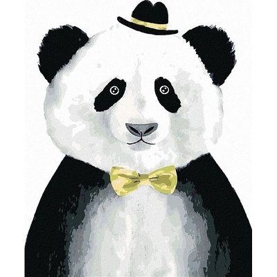 zuty Malování Podle Čísel Panda S Kloboučkem 80 x 100 Cm Plátno Rám
