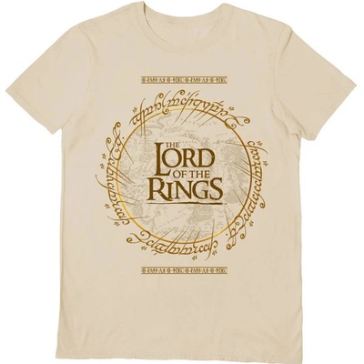 CurePink: tričko Lord Of The Rings Pán prstenů: Logo mapy béžová