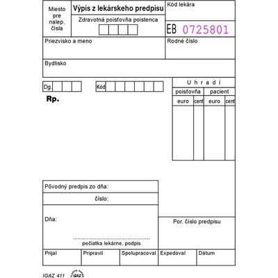 Igaz 411 Výpis z lekárskeho predpisu A6 blok 100