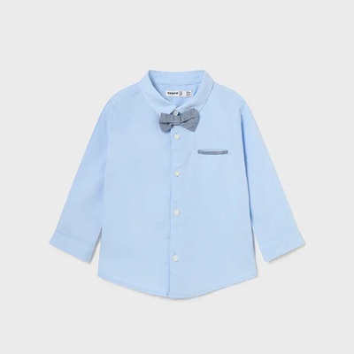 MAYORAL Официална риза с дълъг ръкав с раирана папийонка за бебе момче Mayoral в небесно синьо