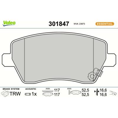 Sada brzdových platničiek kotúčovej brzdy VALEO 301847