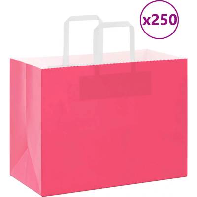vidaXL Papírové sáčky 250 ks s uchy růžové 32x17x25 cm