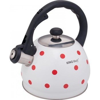Kinghoff KH-1736 Емайлиран чайник със свирка 2.0L Бял-червен (KH-1736)