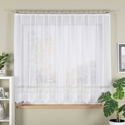 Dekorační krátká vzorovaná záclona na žabky MODESTA LINE 160 bílá 300x160 cm MyBestHome