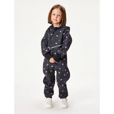 Unuo Batolecí softshellová kombinéza s fleecem Mini Černá Květiny – Zboží Dáma