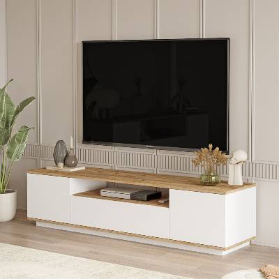 TopMebel Федя меламинов ТВ шкаф в бял цвят 180x45x44, 6см