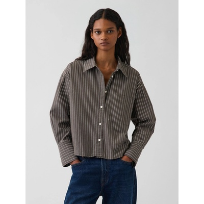 GAP Oversize crop košeľa Hnedá