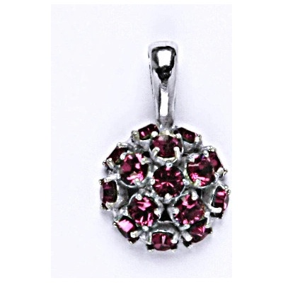 Čištín Stříbrný přívěšek se Swarovski krystaly fuchsie,půlkoule,P 1337