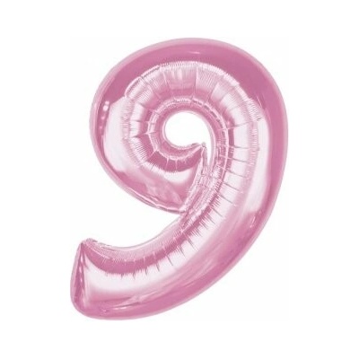 GoDan Číslice "9" růžová 92cm fóliový balónek