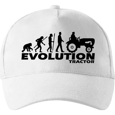 Evolúcia traktor so zahnutým šiltom a látkovou sponou Biela