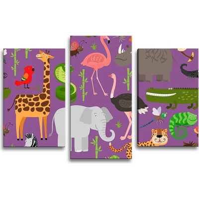 Sablio Obraz - 3-dílný Animované safari - 75x50 cm