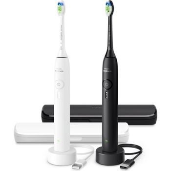 Philips Sonicare 3100 HX4072/73 звукова електрическа четка за зъби ДУО ОПАКОВКА Black & White