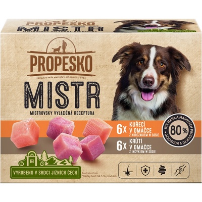 Propesko Mistr Adult kuře krůta v omáčce 12 x 85 g