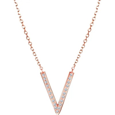 SAVICKI Колие с буква V: розово злато. диаманти