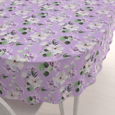 Biante oválny obrus PML-044 Kvety magnólie na fialovom 100x140cm