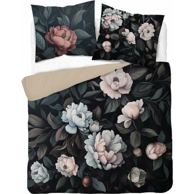 Detexpol obliečky 3D Pivonky na čiernom micro Polyester mikrovlákno 220x200 2x70x80