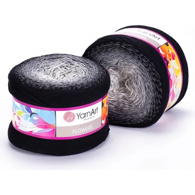 Pletací / háčkovací příze YarnArt FLOWERS 253 černo-šedo-bílá, melírovaná (duhová), fantasy, 250g/1000m