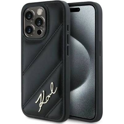 KARL LAGERFELD Калъф Karl Lagerfeld Diagonal Quilted Script за iPhone 15 Pro Max - черен (3666339252250)