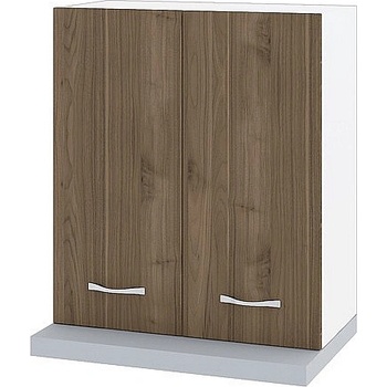 ИРИМ Горен шкаф с две врати за вграден аспиратор Сити БО-13 бяло гладко / орех адмирал 60 см