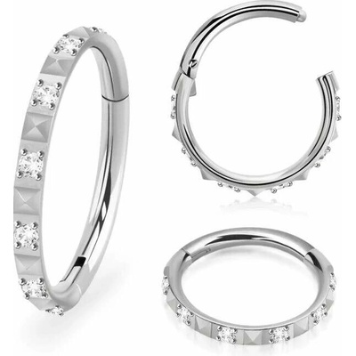 InfinityPierce Ocelový kroužek prokládaný krystaly SGSH44