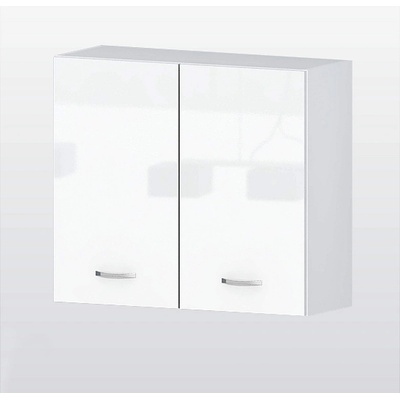 Голд - Аполо Горен кухненски шкаф с 2 врати и рафт Алис g13 80 см бял гланц