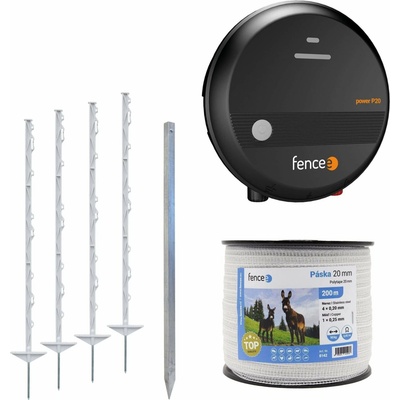 fencee Set elektrického ohradníku pro koně, poníky, psy, skot – síťový zdroj – páska 200 m