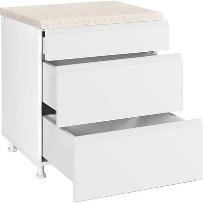 Matis Кухненски шкаф долен с три чекмеджета Aura D80 3F B бял