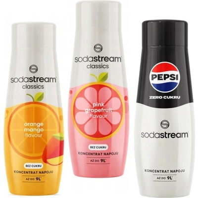 Sodastream pepsi amx + růžový grapefruit + pomeranč mango 440 ml