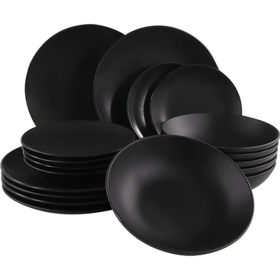 HIT Jedálenská sada tanierov čierna 18 ks
