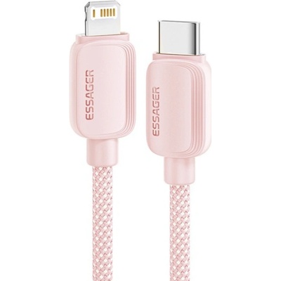 Essager ES-X46 opletený nabíjecí a datový USB-C na Lightning 1m růžový