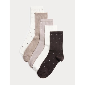 Marks & Spencer 5 чифта супермеки точковидни чорапи Marks & Spencer кафява Marks & Spencer | Kafyav | ЖЕНИ | 3-5