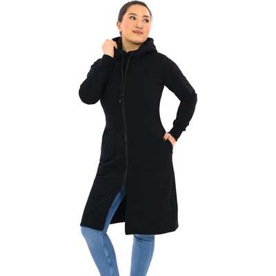 Himalife Prodloužená mikina na zip s kapucí Plain Isa černá