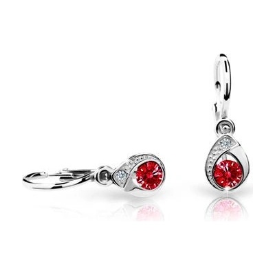 Danfil dětské náušnice kapky C1898 z bílého zlata s kamínkem Ruby Dark zapínání brizura
