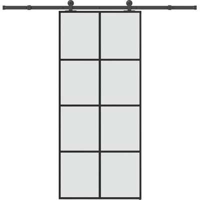vidaXL Плъзгаща се врата с обков 90x205 см ESG стъкло и алуминий (3332896)