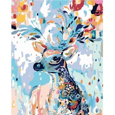 Zuty Malování podle čísel Kytičkový jelen 80 x 100 cm vypnuté plátno na rám