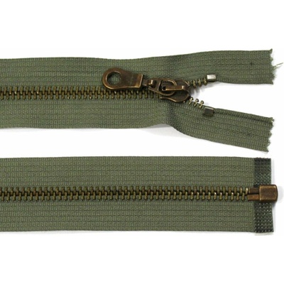 Kovový zip no.5 rozepínací 45cm (staromosazné zoubky) - více barev b: 09 khaki