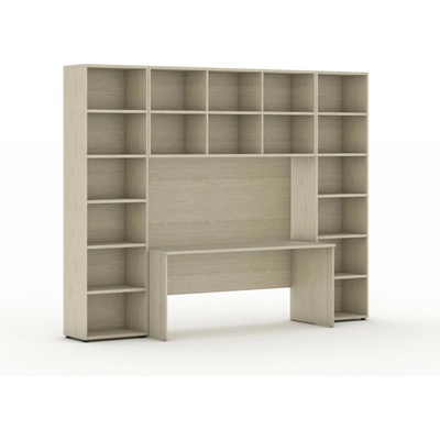 Zostavy knižníc INTEGRO so stolom, vyššie, 2950x700/400x2300 mm, dub prírodný
