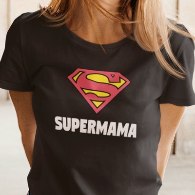 Tričko s potlačou SUPERMAMA Dámsky čierna