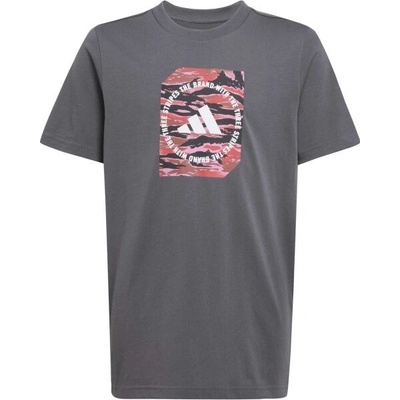 adidas CAMO TEE Chlapecké triko tmavě šedá