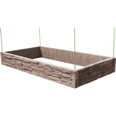 Barigadi Vyvýšený záhon betónový 200 x 100 cm výška 25 cm vzor štiepaný kameň hnedá