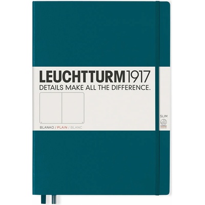Leuchtturm1917 Тефтер Leuchtturm1917 Master Slim - А4+, бели страници, Pacific Green (359791)